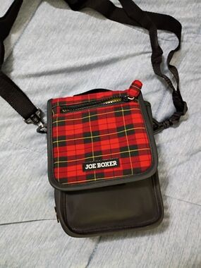 Joe Boxer Red Plaid Crossbody Bag